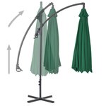 vidaXL Parasol de jardin en porte-à-faux avec mât en acier vert