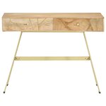 Bureau table poste de travail meuble d'ordinateur informatique étude avec tiroirs 100 x 55 x 75 cm bois solide de manguier brun 02_0023461