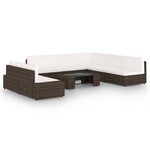 vidaXL Salon de jardin 8 Pièces avec coussins Marron Résine tressée