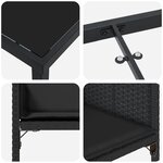 vidaXL Ensemble de salle à manger de jardin 5 pièces avec coussins en rattan poly noir