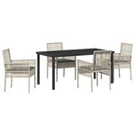 vidaXL Ensemble de salle à manger de jardin 5 pièces avec coussins gris clair en poly rattan