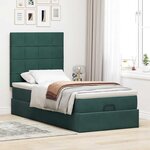 vidaXL Cadre de lit ottoman avec matelas vert foncé 100x200 cm velours