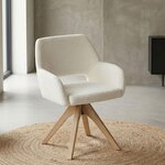 Chaise rembourrée Tissu Teddy Blanc - 4 pièces