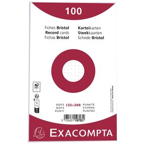 Paquet 100 Fiches Sous Film - Bristol Dots Non Perforé - 125x200mm - Blanc - Exacompta