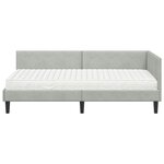 vidaXL Cadre de lit d'angle avec matelas 2 Pièces Gris clair Velours