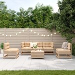 vidaXL Salon de jardin 6 Pièces avec coussins Bois de pin massif