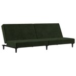 vidaXL Canapé-lit à 2 places vert foncé velours