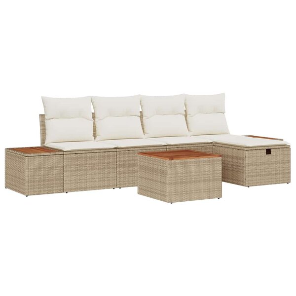 vidaXL Ensemble de canapé de jardin 6 Pièces Beige 55 x 62 x 69 cm