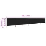 vidaXL Paravent 6 panneaux Tissu 800 x 80 cm Noir