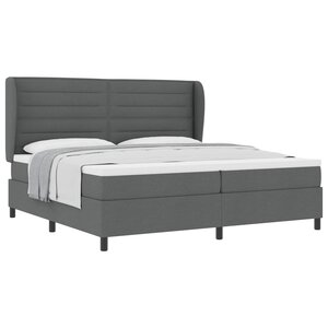 vidaXL Lit à ressorts avec matelas Gris foncé 200 x 200 cm tissu