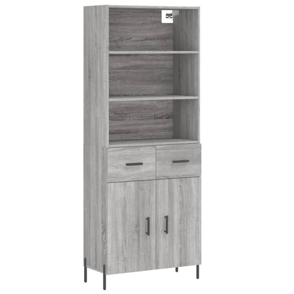 vidaXL Buffet haut Sonoma gris 69 5x34x180 cm Bois d'ingénierie