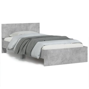 vidaXL Cadre de lit sans matelas avec tête de lit gris béton 100x200cm