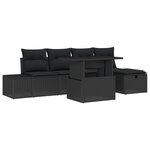 vidaXL Ensemble de 6 canapés de jardin avec coussins en noir poly rattan