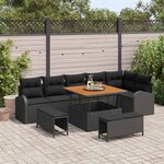 vidaXL Ensemble de canapé de jardin avec coussin 9 Pièces Noir