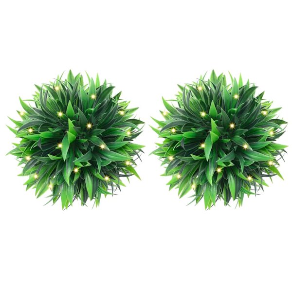 vidaXL Boules de buis artificielles avec lumières LED 2 Pièces vert 30 cm