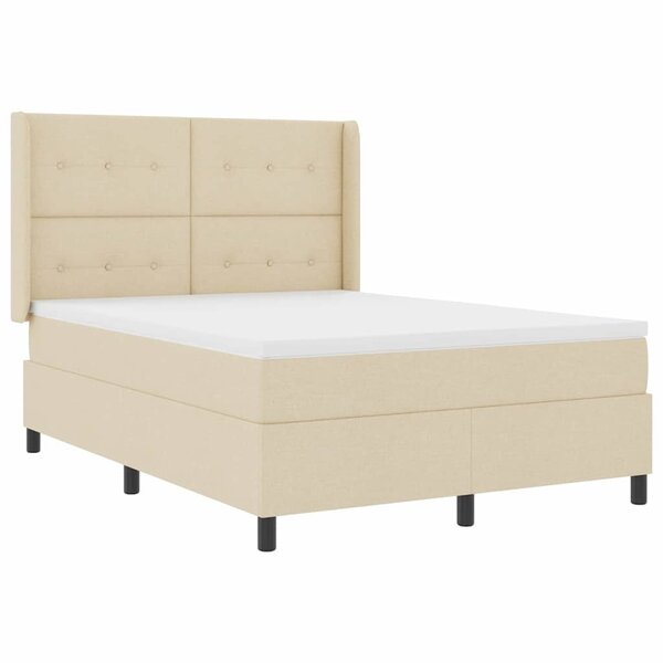vidaXL Lit à ressort LED avec matelas Crème 140 x 200 cm tissu