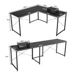 Bureau d'angle 150 x 150 x 74 cm ajustable à bureau droit grand table pour 2 personnes noir 20_0005642