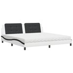 vidaXL Lit avec matelas blanc et noir 200x200 cm similicuir