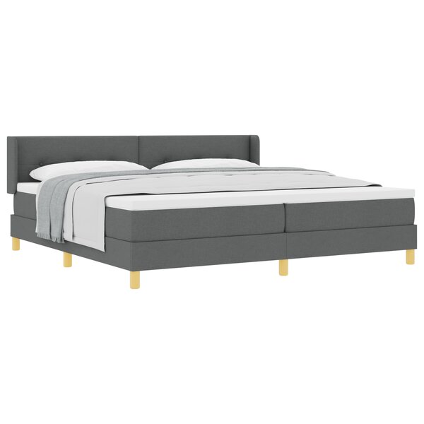 vidaXL Lit à ressort avec matelas gris foncé 200x200 cm en tissu
