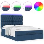VidaXL Cadre de lit ottoman avec matelas bleu 140x190 cm tissu