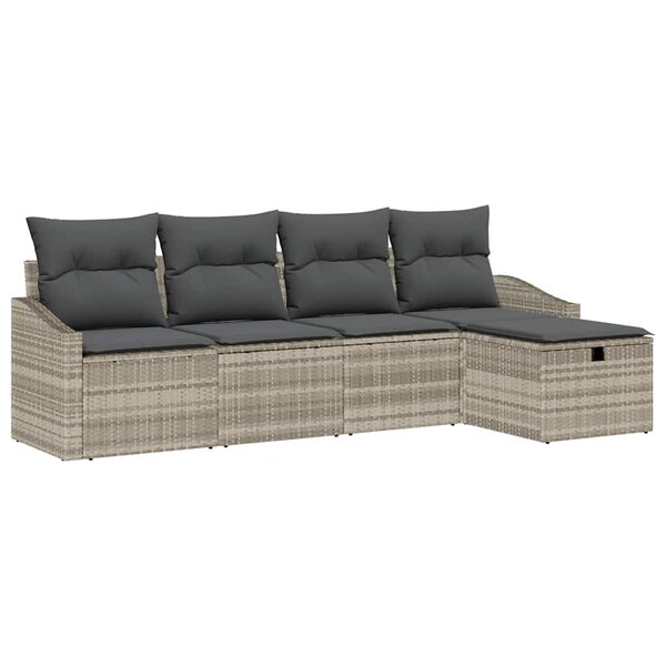 vidaXL Ensemble de Canapés avec coussin 5 Pièces Gris clair polyrotin