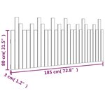 vidaXL Tête de lit murale Blanc 185x3x80 cm Bois massif de pin