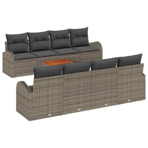 vidaXL Ensemble de canapé de jardin 9 Pièces Gris Poly rotin