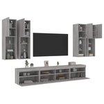 vidaXL Ensemble de meubles TV muraux 7 Pièces et lumières LED sonoma gris