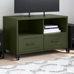 vidaXL Meuble TV vert olive 68x39x43 5 cm acier