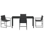 vidaXL Ensemble de salle à manger de jardin 5 pièces avec coussins noir Textilène et acier