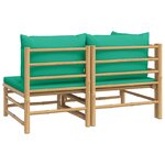 vidaXL Salon de jardin 2 Pièces avec coussins vert bambou
