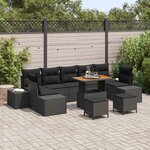 vidaXL Ensemble de canapé de jardin 10 Pièces Noir Poly rotin