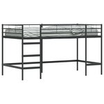 vidaXL Lit mezzanine pour enfants Uni Noir 90 x 200 cm Acier