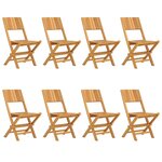 vidaXL Chaises de jardin pliantes lot de 8 47x61x90cm bois massif teck