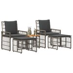 vidaXL Ensemble de meubles d'extérieur 5 Pièces Noir et Gris foncé