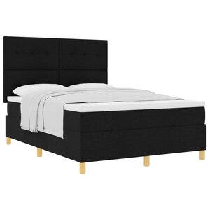 vidaXL Lit à ressorts avec matelas Noir 160 x 200 cm tissu