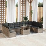 vidaXL Ensemble de canapé de jardin 11 Pièces Gris 100 x 55 x 73 cm