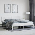 vidaXL Cadre de lit métal avec tête de lit blanc 193x203 cm