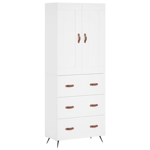 vidaXL Buffet haut Blanc 69 5x34x180 cm Bois d'ingénierie