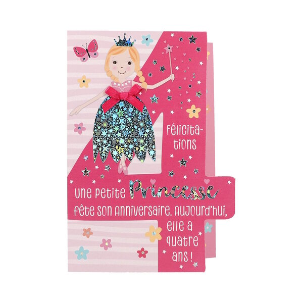 Carte De Voeux - Anniversaire - 4 ans Félicitations une petite Princesse ...