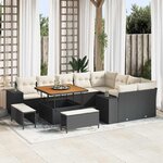 vidaXL Ensemble de canapé de jardin avec coussin 12 Pièces Noir et Crème