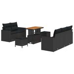 vidaXL Ensemble de canapé de jardin 8 Pièces Noir polyrotin