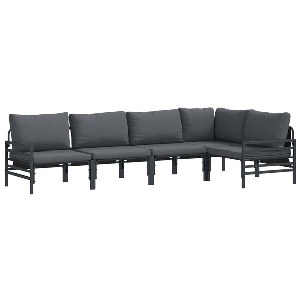 vidaXL Ensemble de canapé de jardin 5 pc Noir Acier