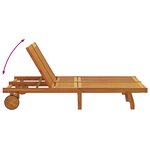 Chaise longue double vidaXL  avec roulettes et coussin en bois d'acacia