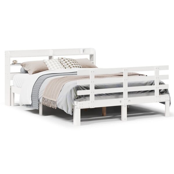 vidaXL Cadre de lit avec tête de lit sans matelas blanc 140x190 cm