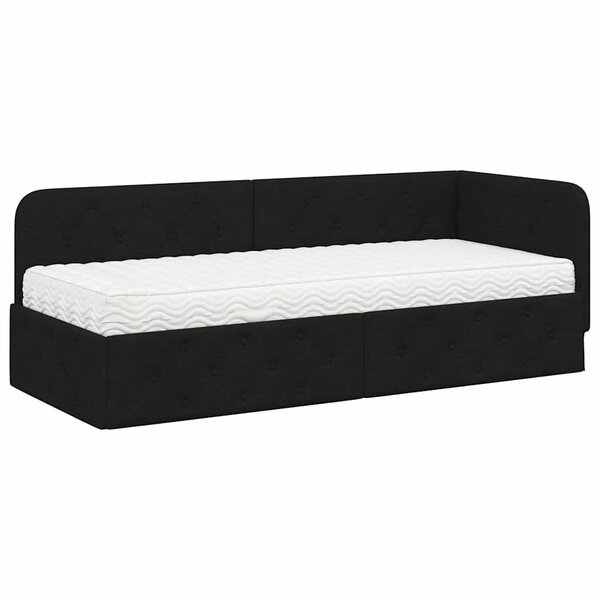 vidaXL Cadre de lit d'angle Noir 80 x 200 cm tissu
