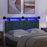 vidaXL Tête de lit suspendue Avec lumière LED Vert foncé Tissu