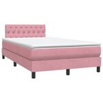 vidaXL Sommier à lattes de lit avec matelas et LED rose 120x210 cm velours