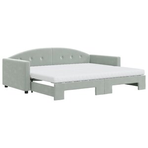 vidaXL Lit de jour avec gigogne et matelas gris clair 90x200cm velours