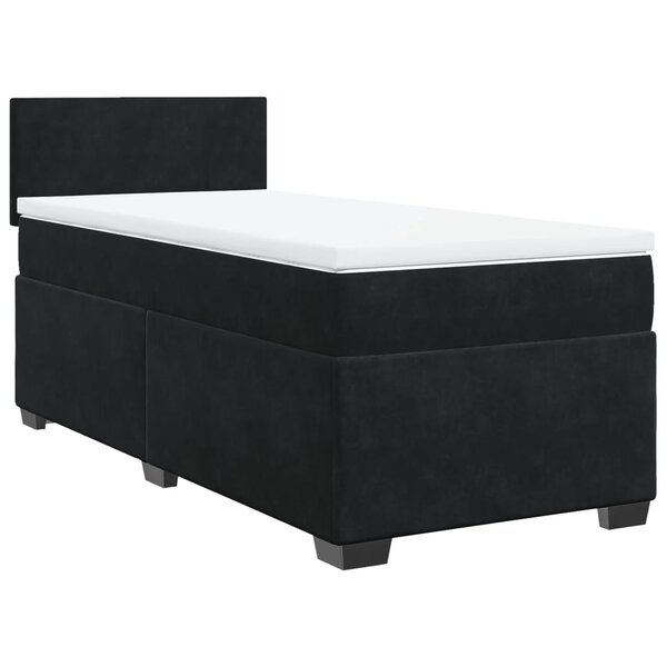 vidaXL Sommier à lattes de lit avec matelas Noir 90x190 cm Velours